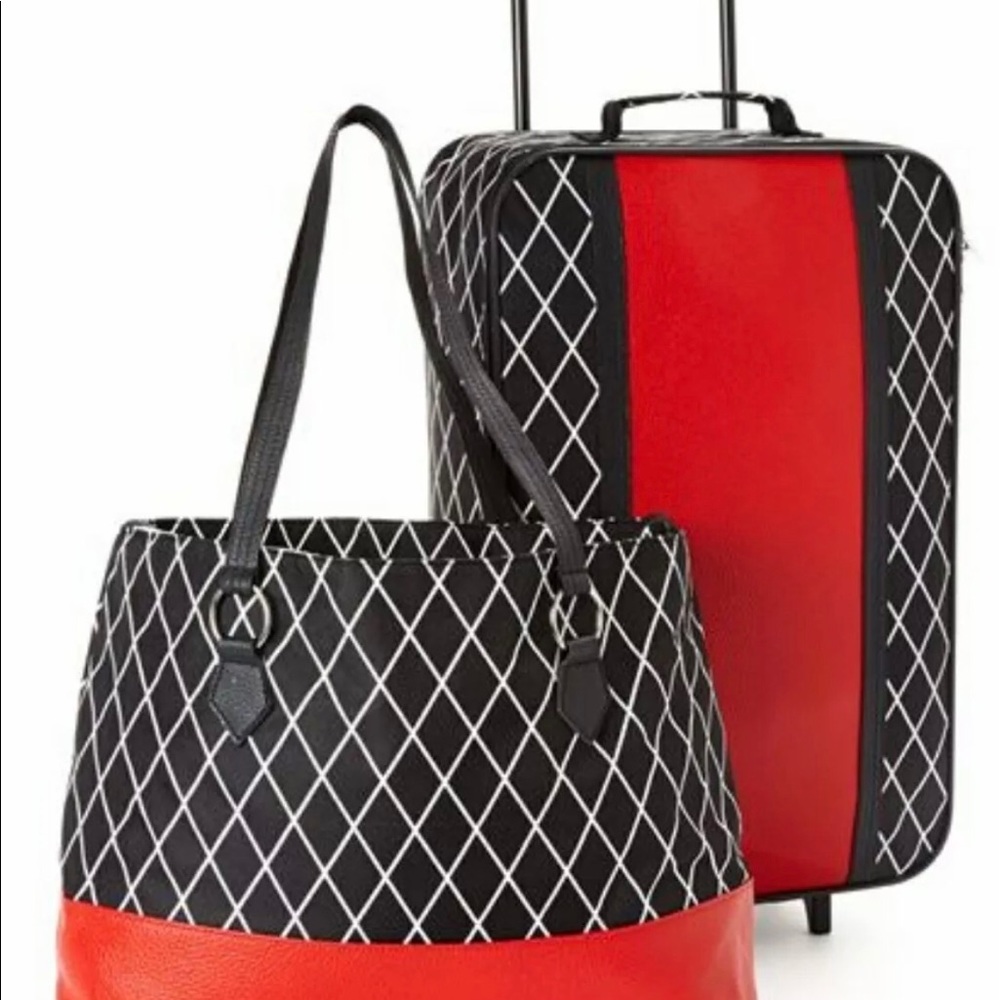 Shopping Tote and Trolley Set Black Diamond Print